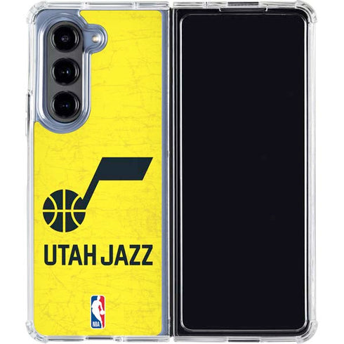 NBA Utah Jazz Yellow Texture Galaxy Z Fold5 5G Clear Case